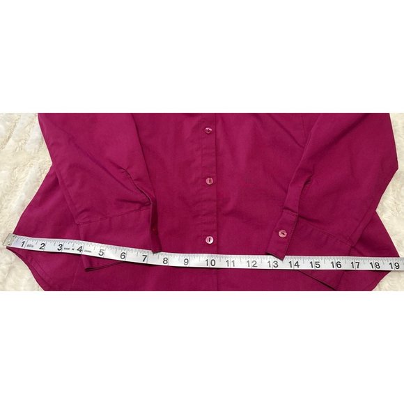 Worthington Brand V-Neck Blouse Burgundy Color Cotton Poly Blend Women's Size 4 - Picture 10 of 15